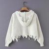 Women S Solid Color Hooded Knit Cardigan Zip Sweater Coat Loose V Neck Autumn Winter