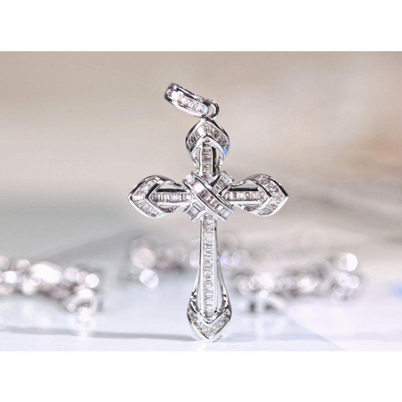 Nuevo Collar de Cristal Gema Cruz Circonita Micro engastada Colgante Cadena Clavícula para Mujer