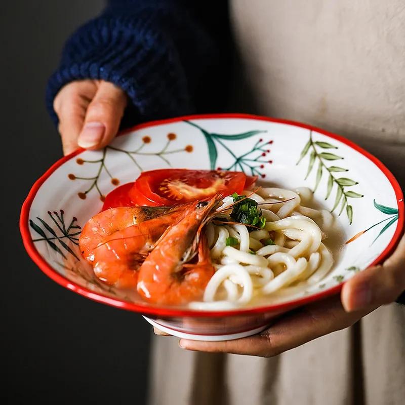 8 inch Ceramic Bowl Noodle Bowl Forest Animal Design Large Creative Restaurant Household Flower