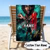 Custom Name Star Player Celebration Microfiber Beach Towel Super Soft & Absorbent for Bath, Beach, Travel  Bath Time Accessory, Fan gifts