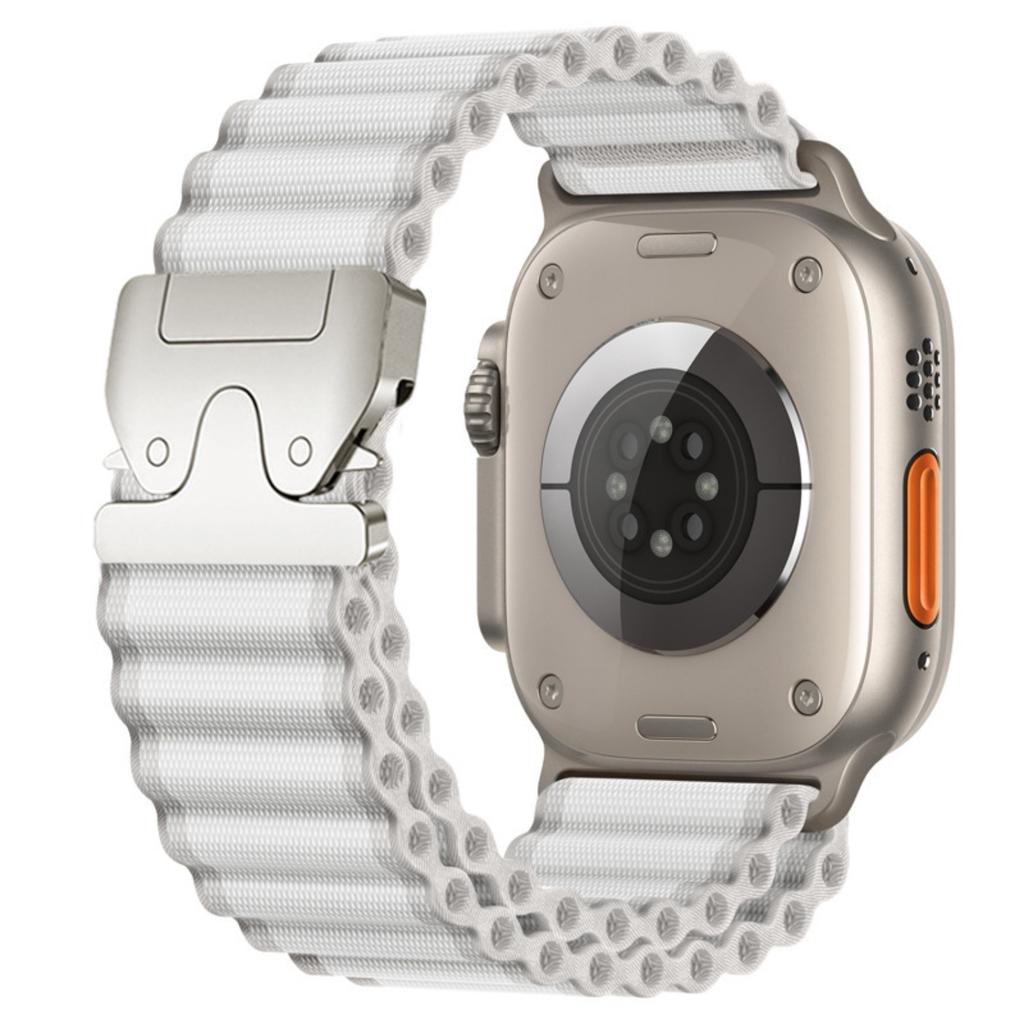 Watch Band For Apple Watch Series 11 10 42mm / 9 8 7 41mm / SE3 SE2 SE 6 5 4 40mm / 3 2 1 38mm Parachute Buckle Wide Ripple Pattern Nylon Wrist Strap