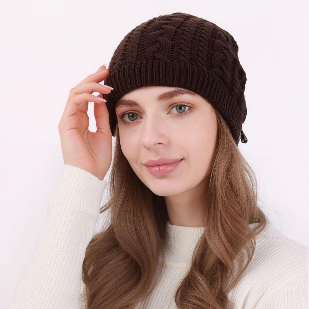 Fall/Winter Women's Double Wear Drawstring Knitted Ponytail Hat with Deer Plush Fabric