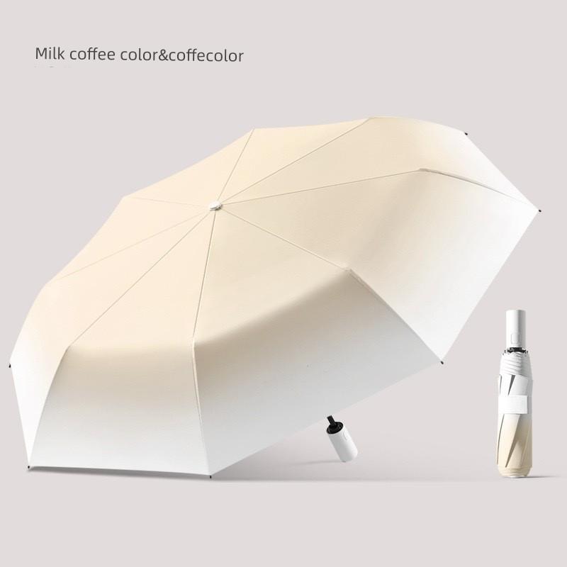 Automatic Gradient Color Umbrella for Women, Sun Protection and Uv Protection Dual-Purpose Black-Coated Umbrella for Men, Large Umbrella