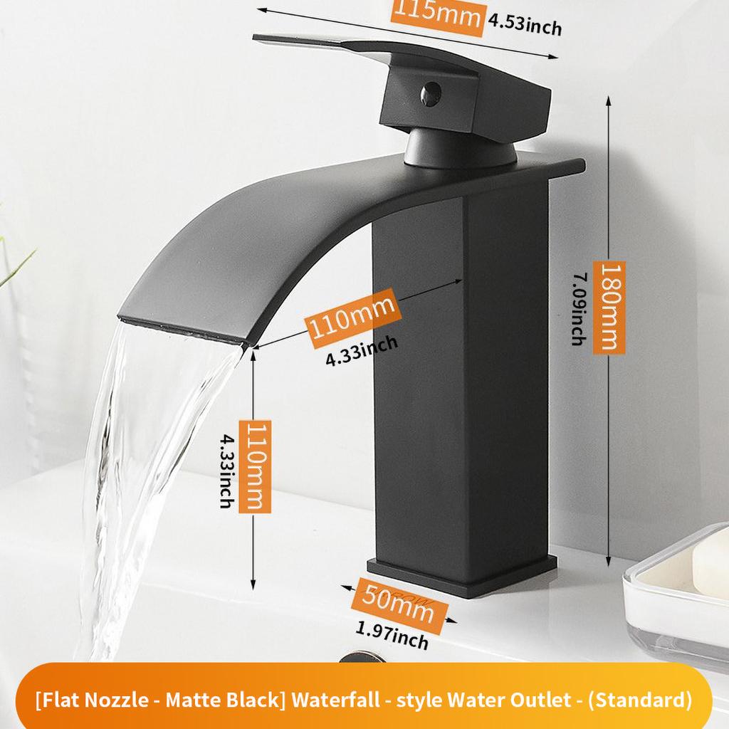 Brass/Stainless Steel Bathroom Mixer Tap - Hot/Cold Water Flat Spout Faucet for Basin Bathtub, Electroplated Anti-Corrosion