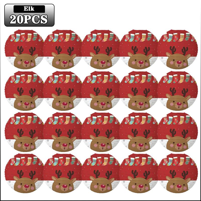 1-20PCS Christmas Paper Lanterns Santa Snowman Reindeer Hanging Lanterns for Xmas Party Decorations Holiday Home Decor Gifts