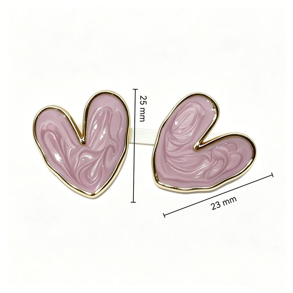 French Heart-Shaped Enamel Dangle Earrings - Stainless Steel, High-End Niche Design, Exquisite Fashion Jewelry