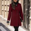 Women's Elegant Mid-Length Wool Trench Coat with Stand Collar Outerwear