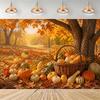 Autumn pumpkin themed backdrop, harvest festival decoration, baby shower background, photo booth backdrop4889