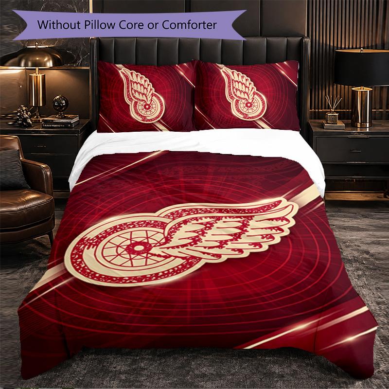 Detroit Red Wings Muster Mikrofaser 3-teiliges Bettwäsche-Set Dekor Bettbezug-Set Für Schlafzimmer Heimgebrauch