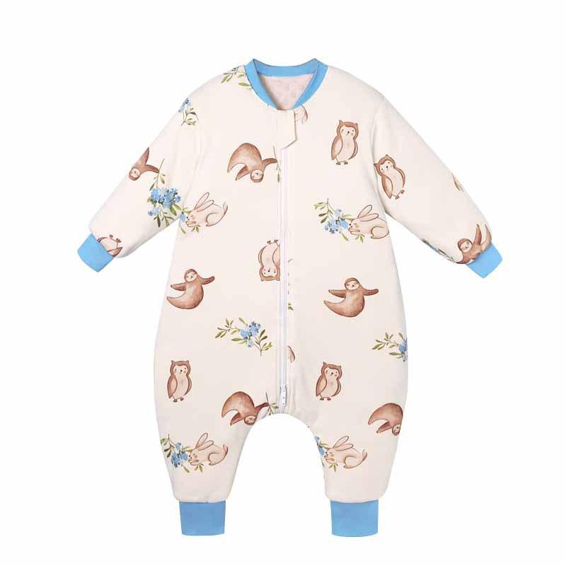 Toddler Warm Fleece Sleeping Bag 1-3 Years Old 5-10C Winter Wear Cotton Bean Walkable Sleep Sack With Anti-Kick Design