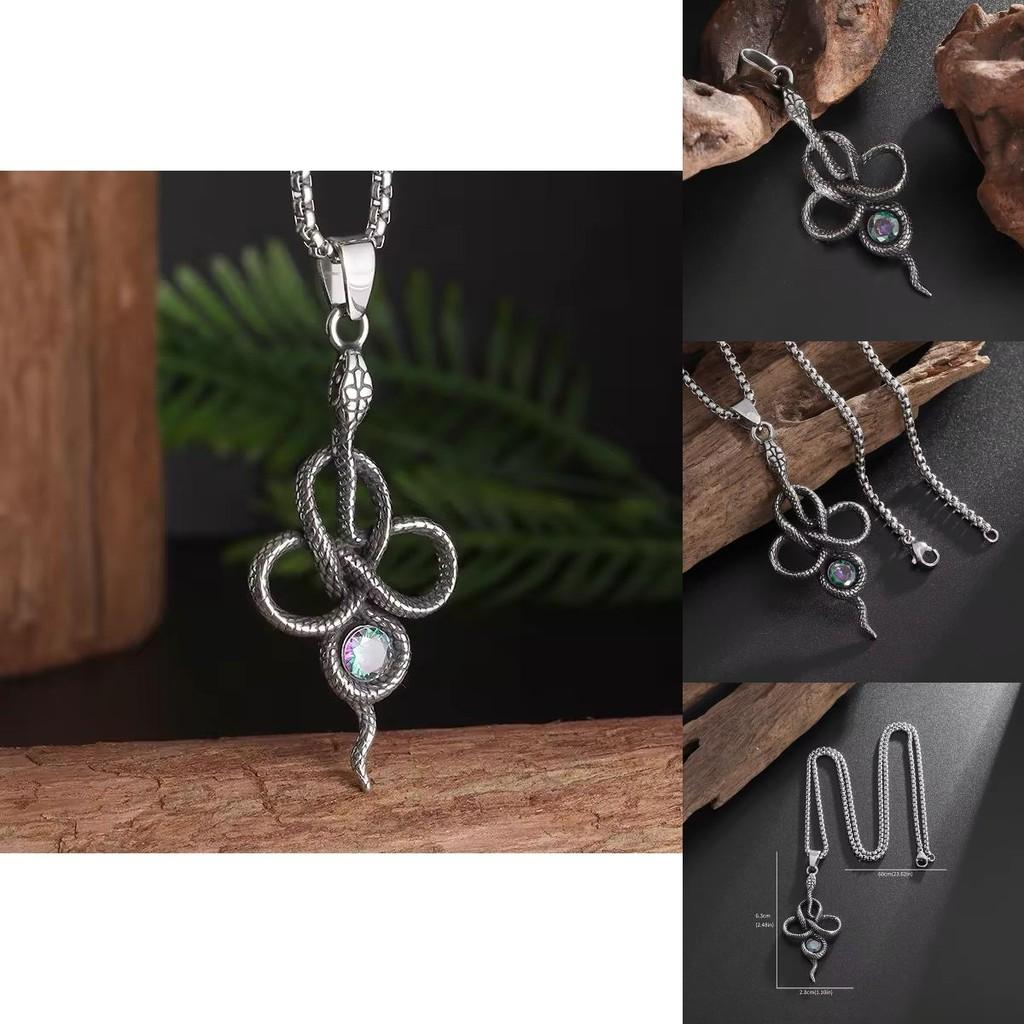 Vintage Snake Pendant Necklace With Gemstone Accents For Unique Fashion Statement