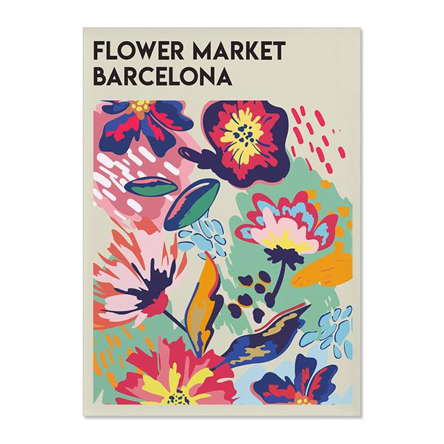 Abstract Flower Market Vintage Watercolor Wall Art Canvas Painting Nordic Posters And Prints Wall Pictures For Living Room Decor No Frame