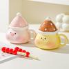 Cute Ceramic Dog Mug with Lid and Spoon