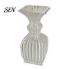 Decorative Vase for Living Room Vintage Hydroponic Flower Vase, 3D Printed Vertical Ridged Curvy Minimalist Creative Planter Garden Sculptural