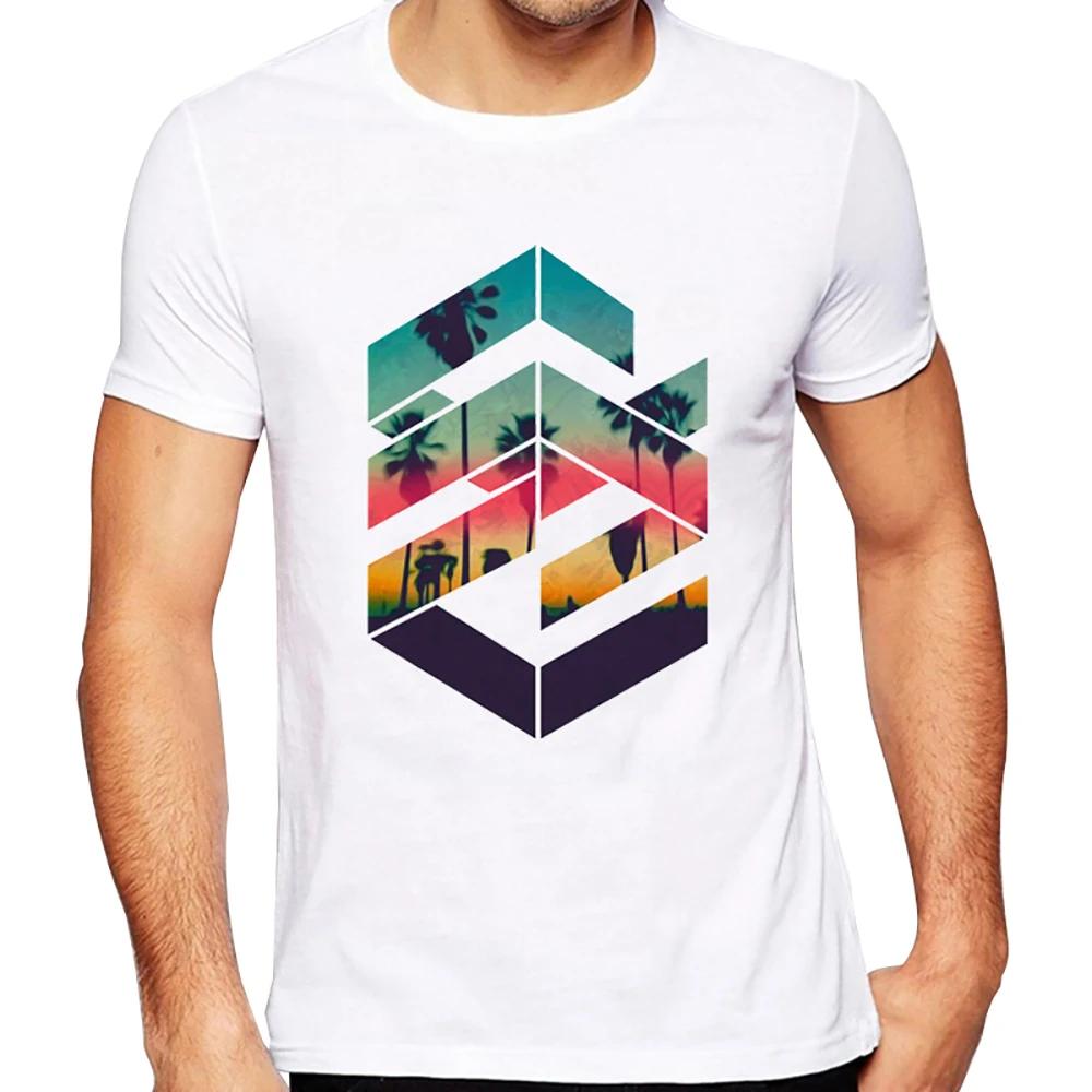 TEEHUB Mountain Sunset Brushstrokes Men T-Shirt African Safari Sunset T Shirts Short Sleeve Tshirts Geometric Harajuku Tee