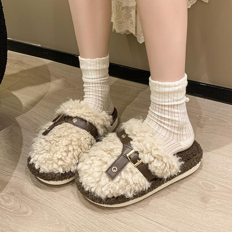 Women's Cute Cartoon Plush Slippers - Warm and Warm Countertop Cotton Winter Home Slippers Girls Sweet Thick Bottom Plush Casual Indoor Shoes