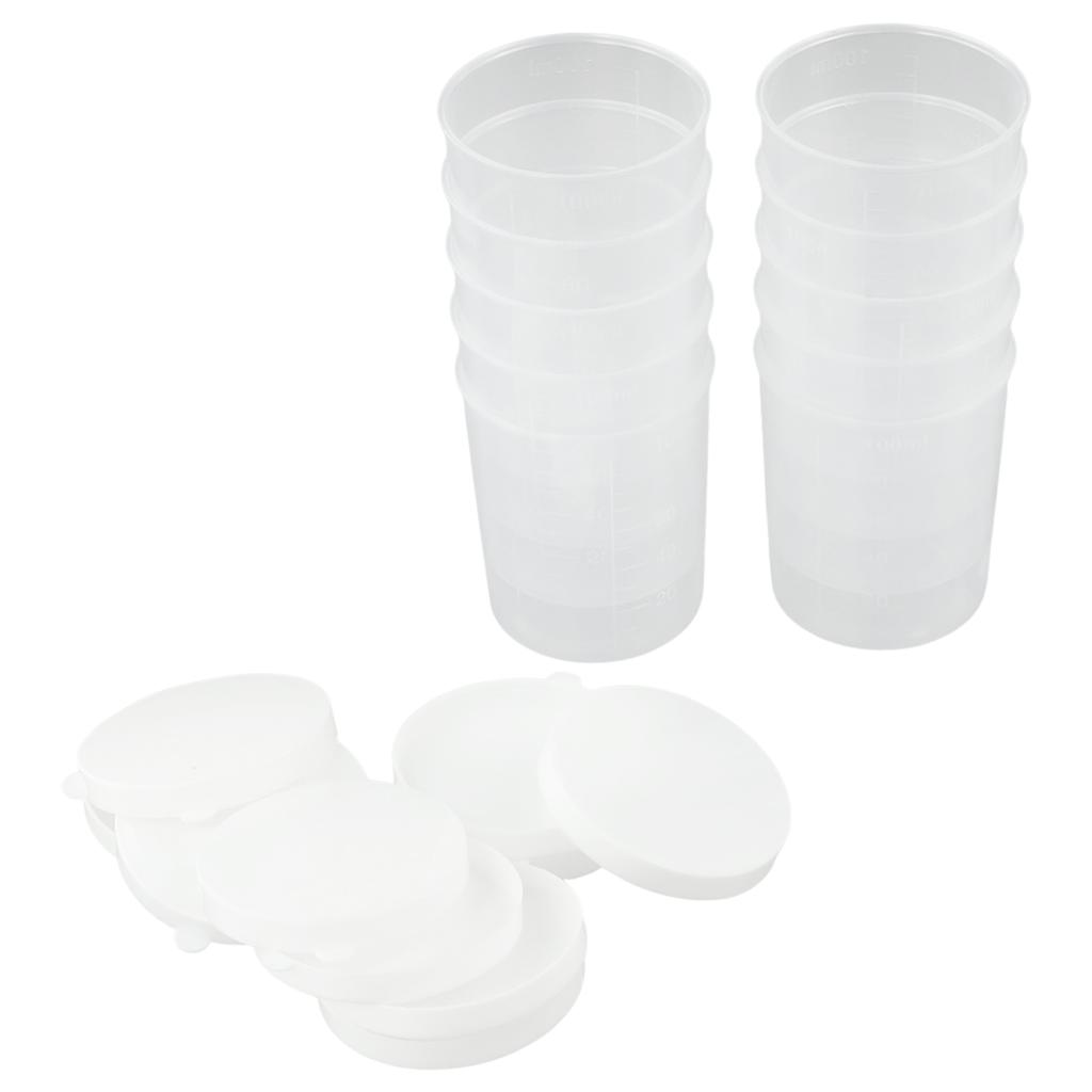 Wielofunkcyjny zestaw 10 sztuk plastikowych kubków miarowych z pokrywką do kuchni lub laboratorium