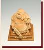 Wooden Buddha Hotei carved cypress wood 15cm x width good luck charm statue, figurine, high-quality (height 11cm),