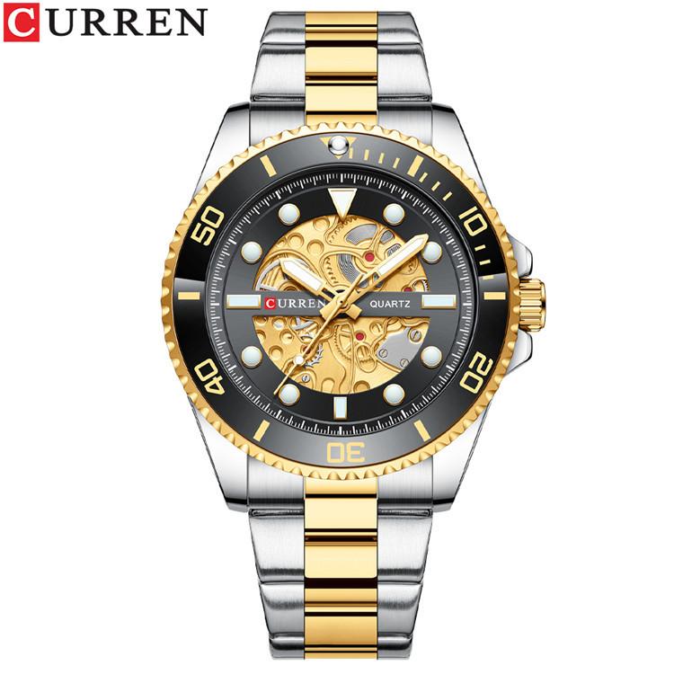 CURREN Steel Strap Watch Simple Calendar Large Dial Business Watch Waterproof Men's Fashion