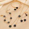 Exquisite Five Leaf Flower Necklace Earrings Bracelet Ring Set for Women Simple Elegant Plum Blossom Jewelry Party Luxury Gifts