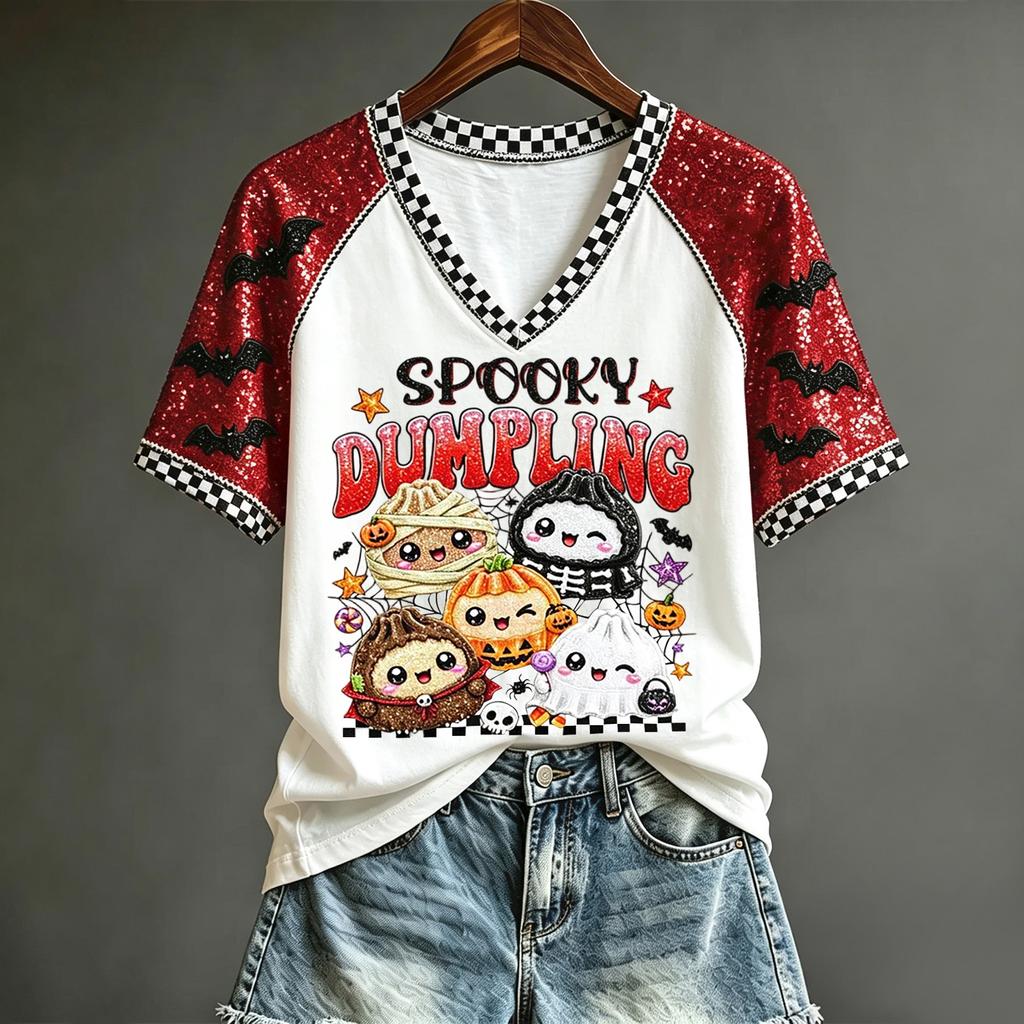 Women's Cute Halloween Printed Short Sleeve T-Shirt