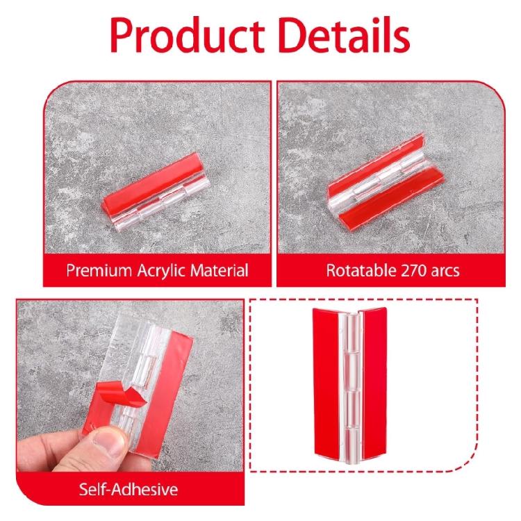 Mini Plastic Hinges Easy Mount Auto Stick Included Strong Clear Hinges Quick Fixing for Home Improvement & Crafts