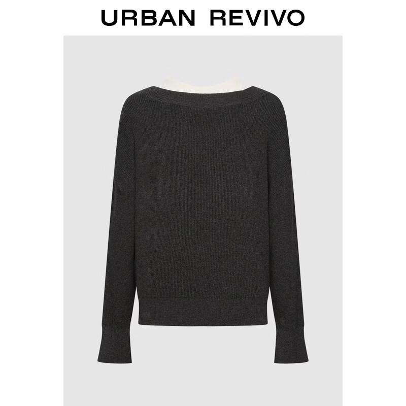 UR Women s Faux Two-Piece Color Block Knit Top M