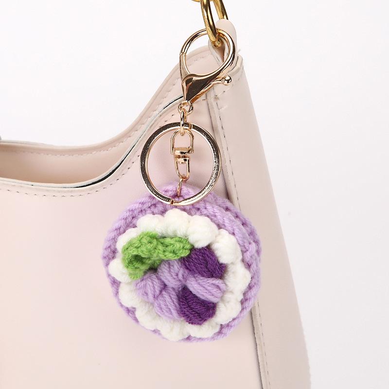 Wool Crochet Cake Bread Keychain - Creative Pastry Dessert Pendant
