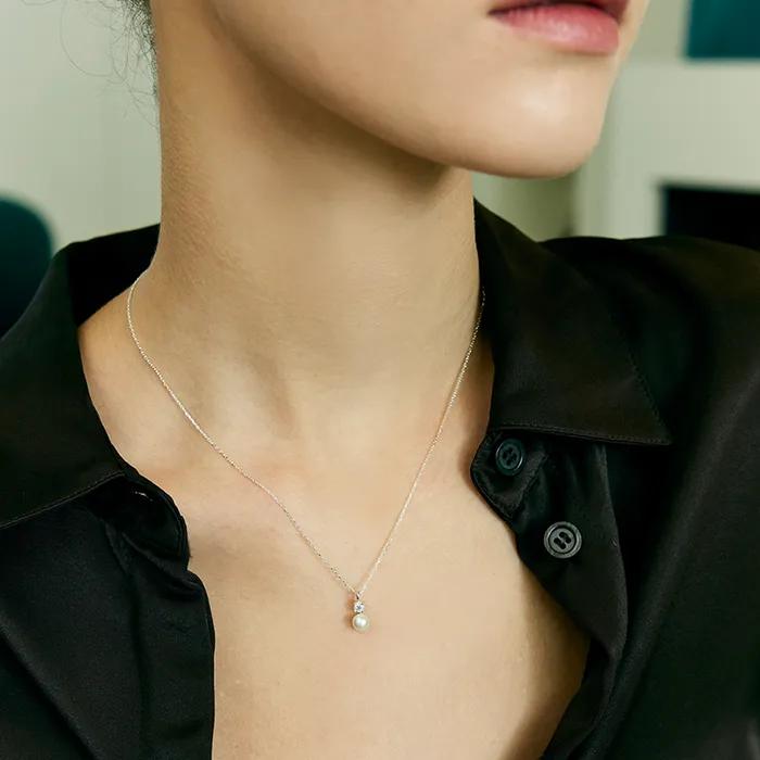 [Silver925][Moissanite] Moissanite pearl necklace