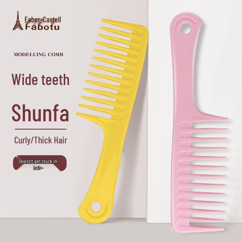Large Wide-Tooth Curling Comb for Women: Ideal for Post-Perm, Massage, Long Hair & Fluffy Crown at Home.