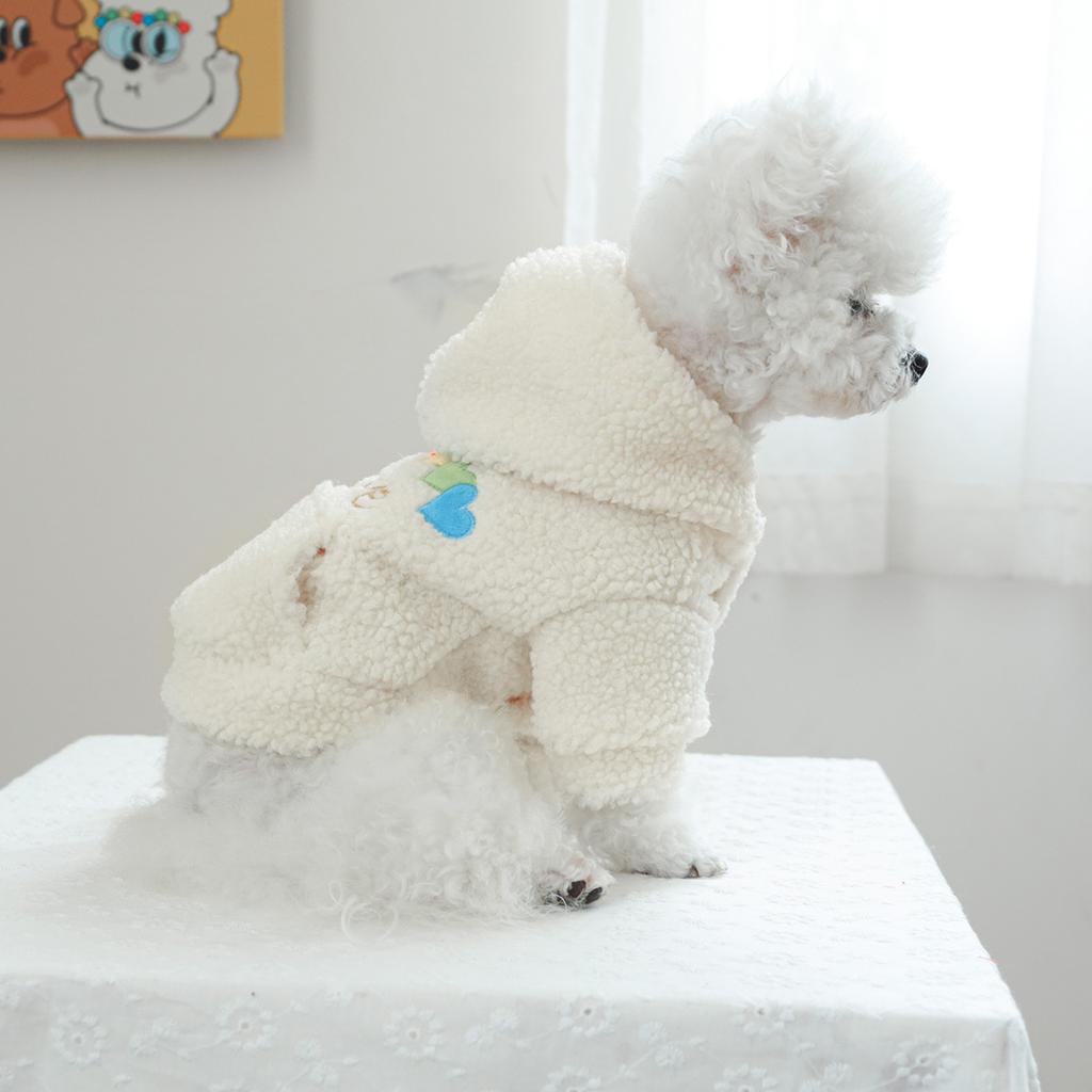 Pet Love Lamb Fleece Coat Clothes Dog Hoodie Coat Cat Clothing Rainbow Love Plush Coat Dog Clothes for Small Dogs Puppy