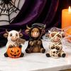 Dark Aesthetic Home Accessories 3Pcs Halloween Highland Cow Figurines Resin Cattle Statues of Grim Reaper Seasonal Holiday Party Favors Mummy