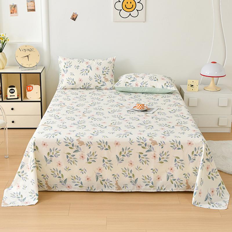 1pc 100% Cotton Flat Bedsheet Cartoon Style Bed Linen Print Bedsheet Skin-friendly Flat Sheets Drap De Lit (No Pillowcase)