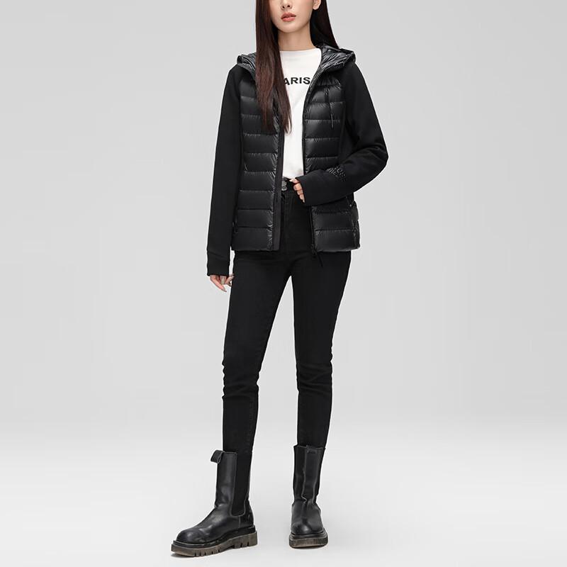 Yalu RS Women's Black Gold Hooded Goose Down Jacket YYQZ939