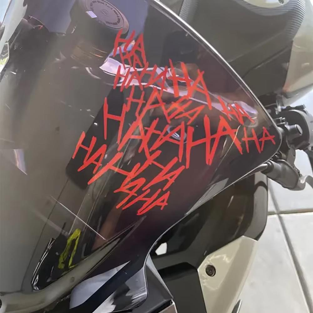 Motorradaufkleber HAHAHA Motorradhelm Autoaufkleber Moto Auto Aufkleber Lustig Vinyl Auf Auto Styling 13.1X14cm