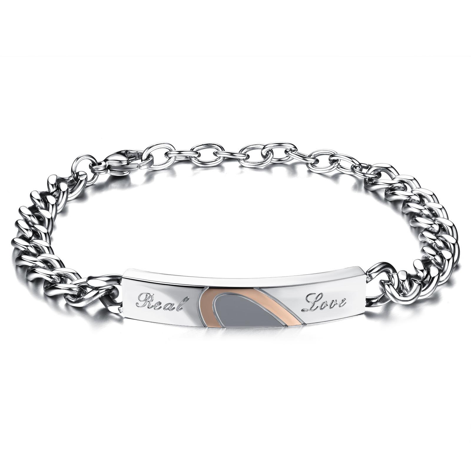 

2026 European and American Fashion Personality Design Sense Love Puzzle Couple Bracelet Titanium Steel Jewelry 18CM
