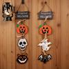 Decorative Wooden Sign for Bar Happy Halloween Sign, Spooky Pumpkin Ghost Cat Bat Door Hanger, Trick or Treat Hanger Rustic Farmhouse Hanging