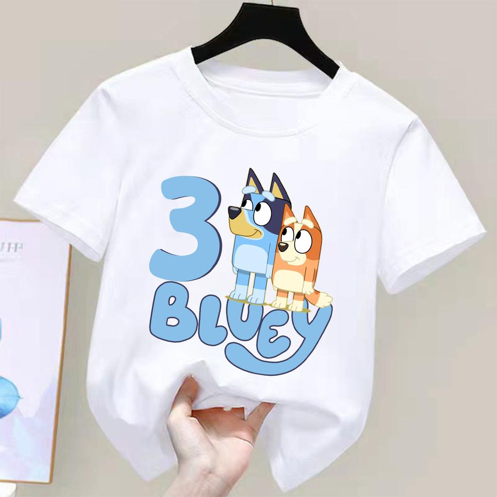T-shirt for Children Birthday Figure Tee Top Cartoon Clothes Fashion White Short Sleeve Kids Anime Loose Clothing Gift