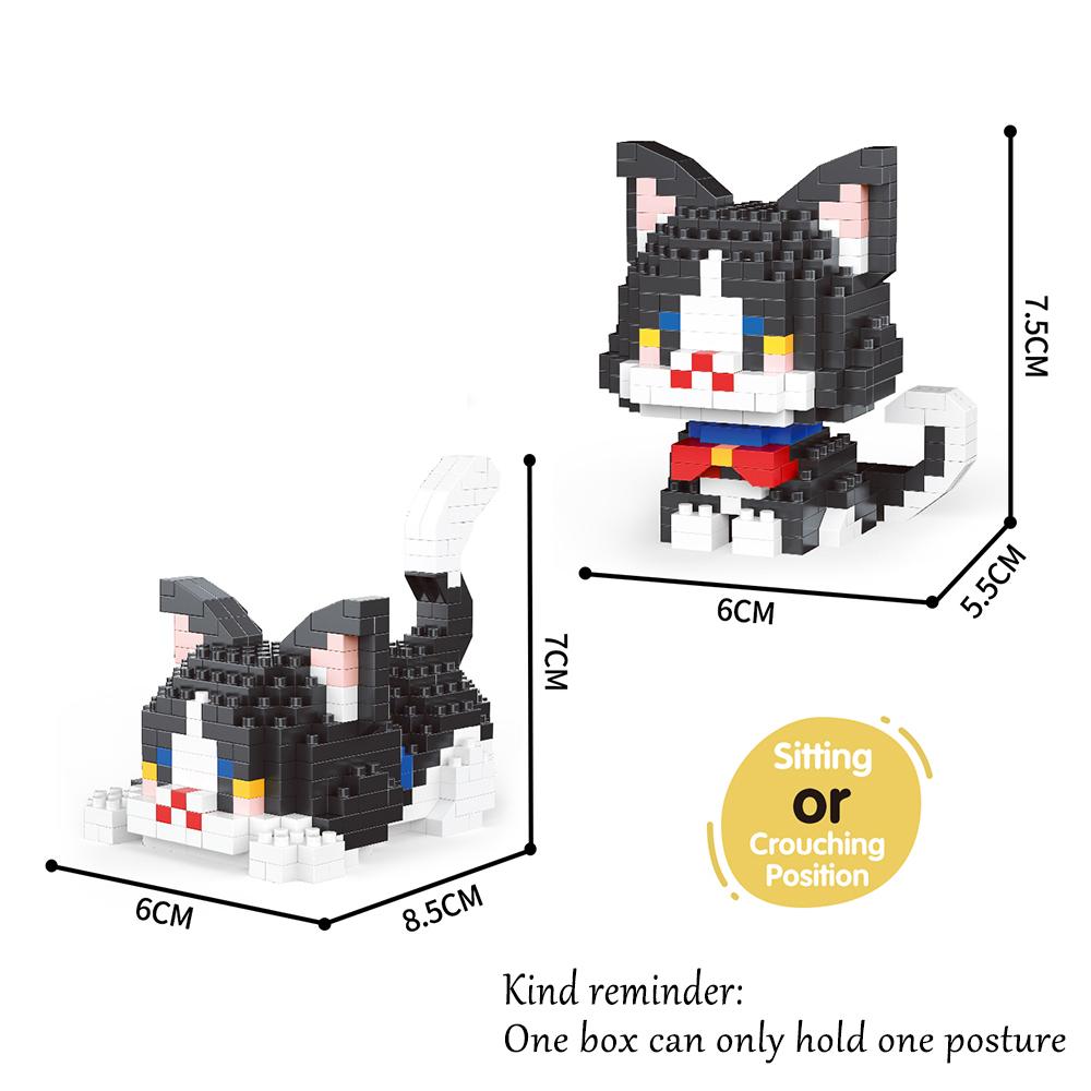Micro Mini Building Blocks Cat: Choose Between Two Poses and Multiple Colors for Adorable Models, Pet Combinations, Holiday Gift