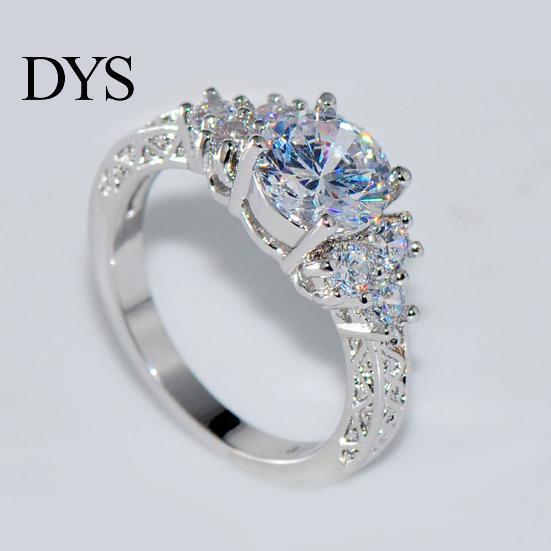Gemstone Luxury Cubic Zirconia Inlaid Women Engagement Bride Wedding Party Ring Jewelry Gift