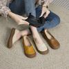 The First Layer of Cowhide 2025 One-pedal Middle-aged and Elderly Genuine Leather Mother Shoes Women's Flat-soled Shallow-mouth Soft-soled Retro Women