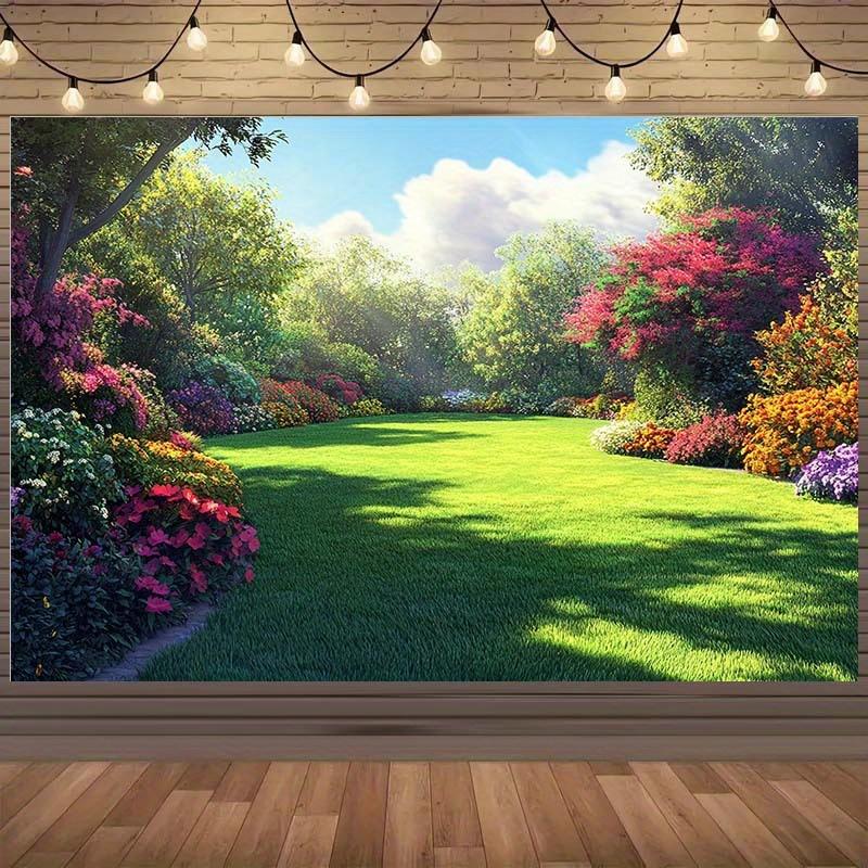 2D plane, 1 piece of garden scenery background fabric, suitable for birthday parties, outdoor celebrations, and festival events