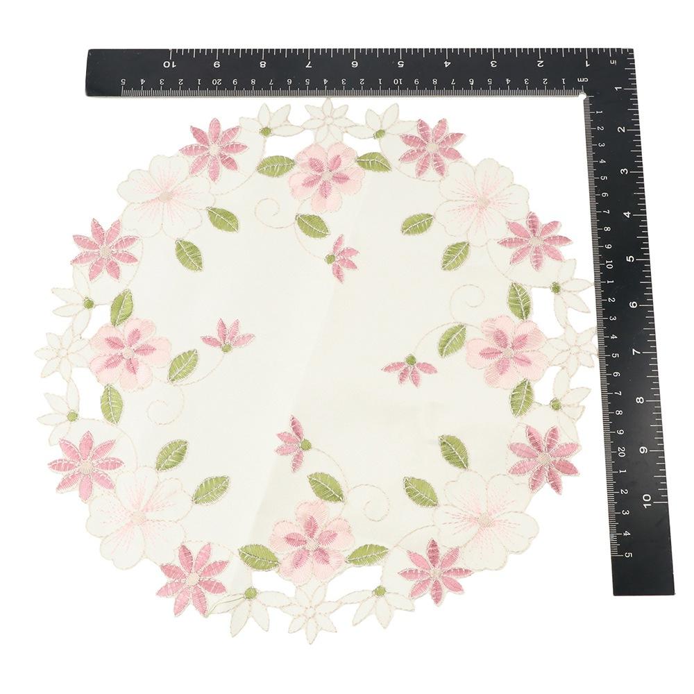 Delicate for Dining Table Lace Embroidery Craft Satin Fabric Coaster Placemat Doily Cup Pad