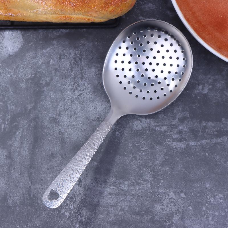 Stainless Steel Short Handle Soup Spoon Leaky Restaurant Shared Vegetable Spoon Household Rice Vermicelli Spoon Flour Spoon