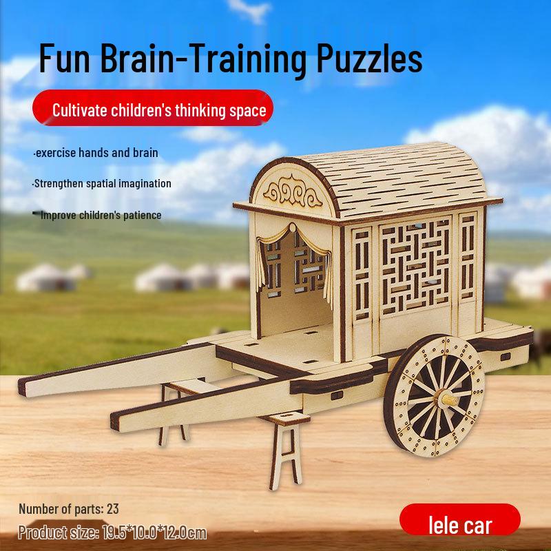 Wooden 3D Mongolian Yurt Model DIY Craft - Handmade Ethnic Style Educational Toy Ornament