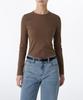 Woman Women'S Slim Crew Neck Long Sleeve T-Shirt [Brown]