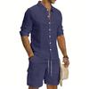 Men's Casual Long-sleeved Tooling Shirt Shorts Set