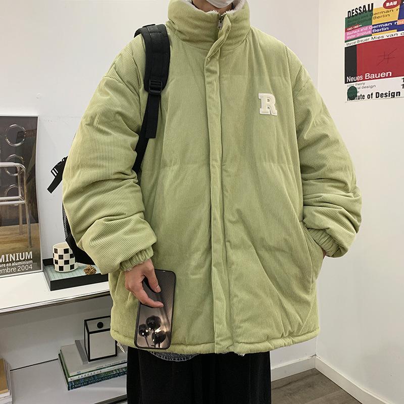 Winter Men Long Sleeved Warm New Cotton Jacket with Plush and Thickened Lamb Wool Cotton Jacket Winter Men Jacket