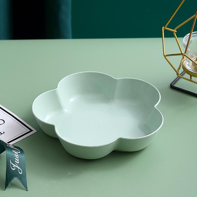 Colorful Petal Fruit Dish - Cute Wheat Straw Flower Plate for Snacks and Bones