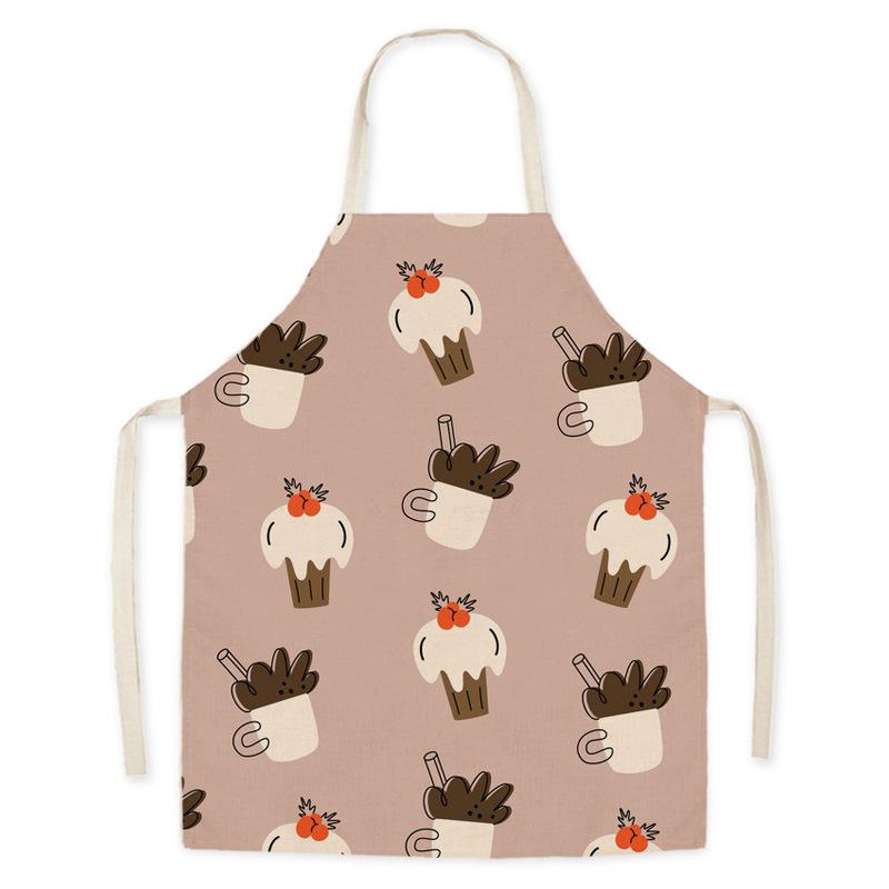 Kitchen Linen Apron Summer Orange Lemon Print Fruit Pattern Parent-child Sleeveless Apron Kitchen Cooking Home Cleaning Apron